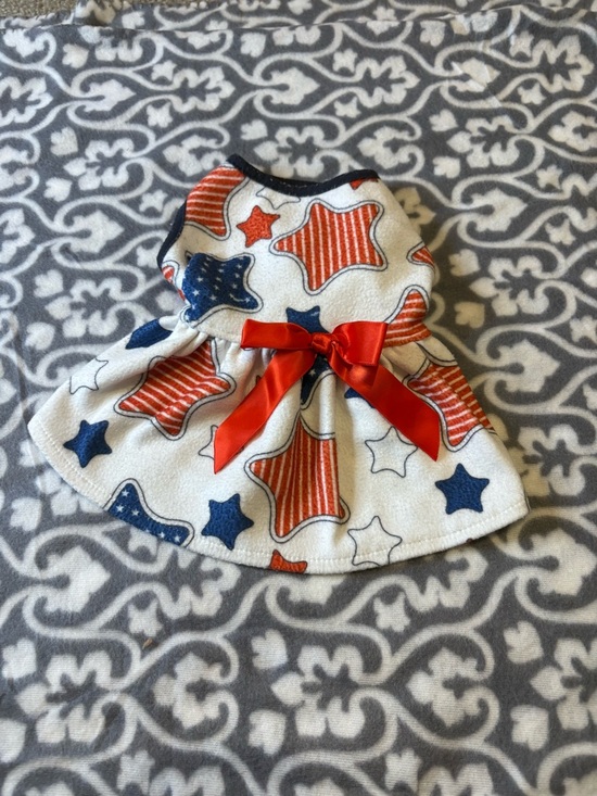 Other - Patriotic Star Print Fleece Dress with Red Bow